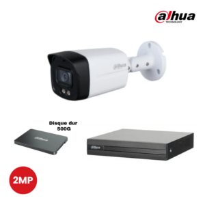Kit 1 caméra de surveillance extérieur Dahua ColorVu 2Mp